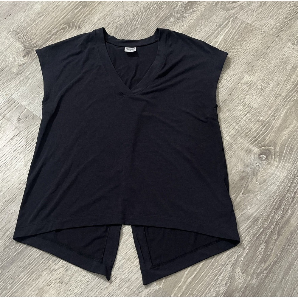 Athleta Open Cross Back Black Short Sleeve T Shirt Top Stretch‎ sz XS